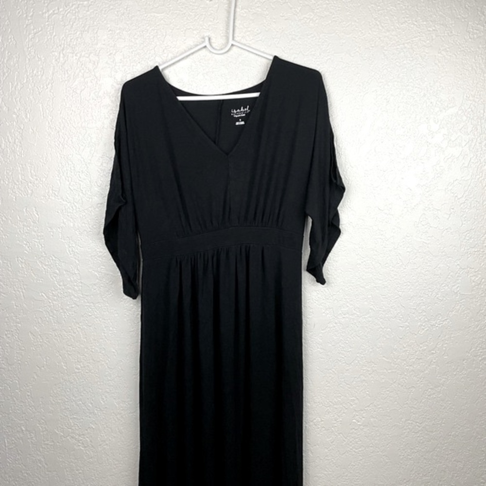 Isabel maternity black duster short sleeve black maxi dress